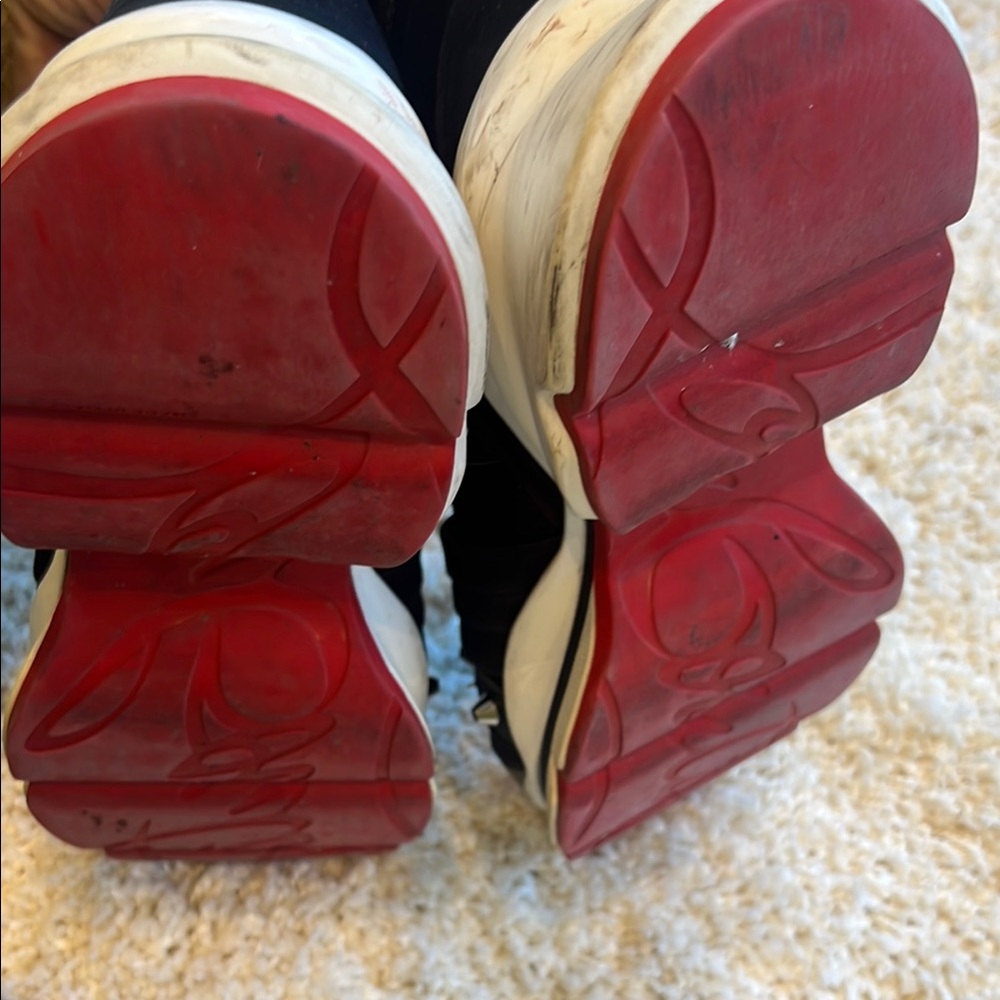 Authentic Christian Louboutin Black and Silver Studded Sneakers - Picture 9 of 11